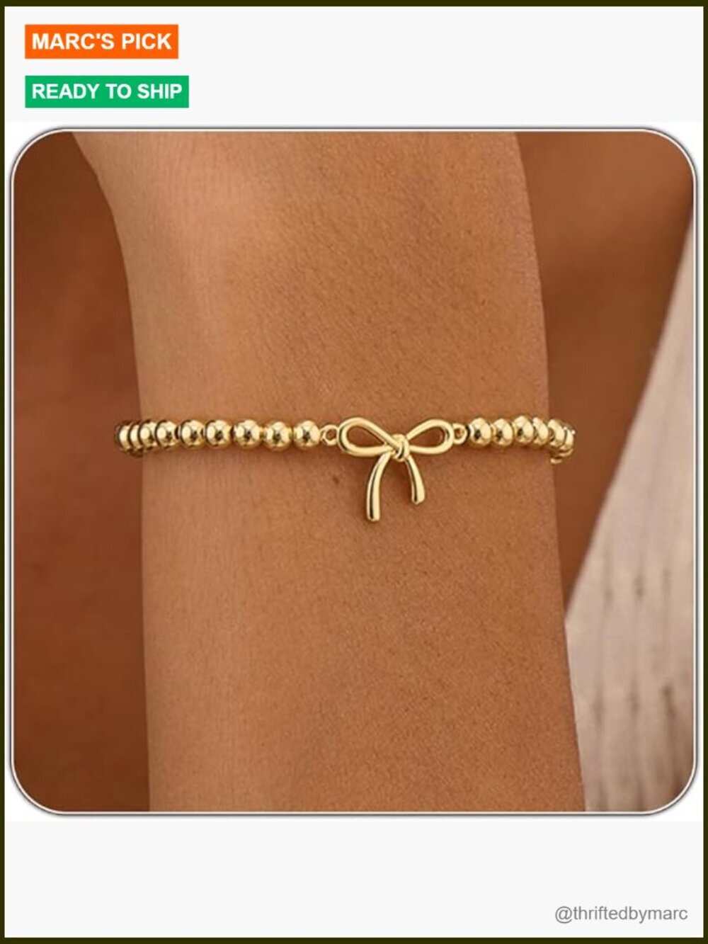 Dainty Stretch Beaded Bracelet with Charm
